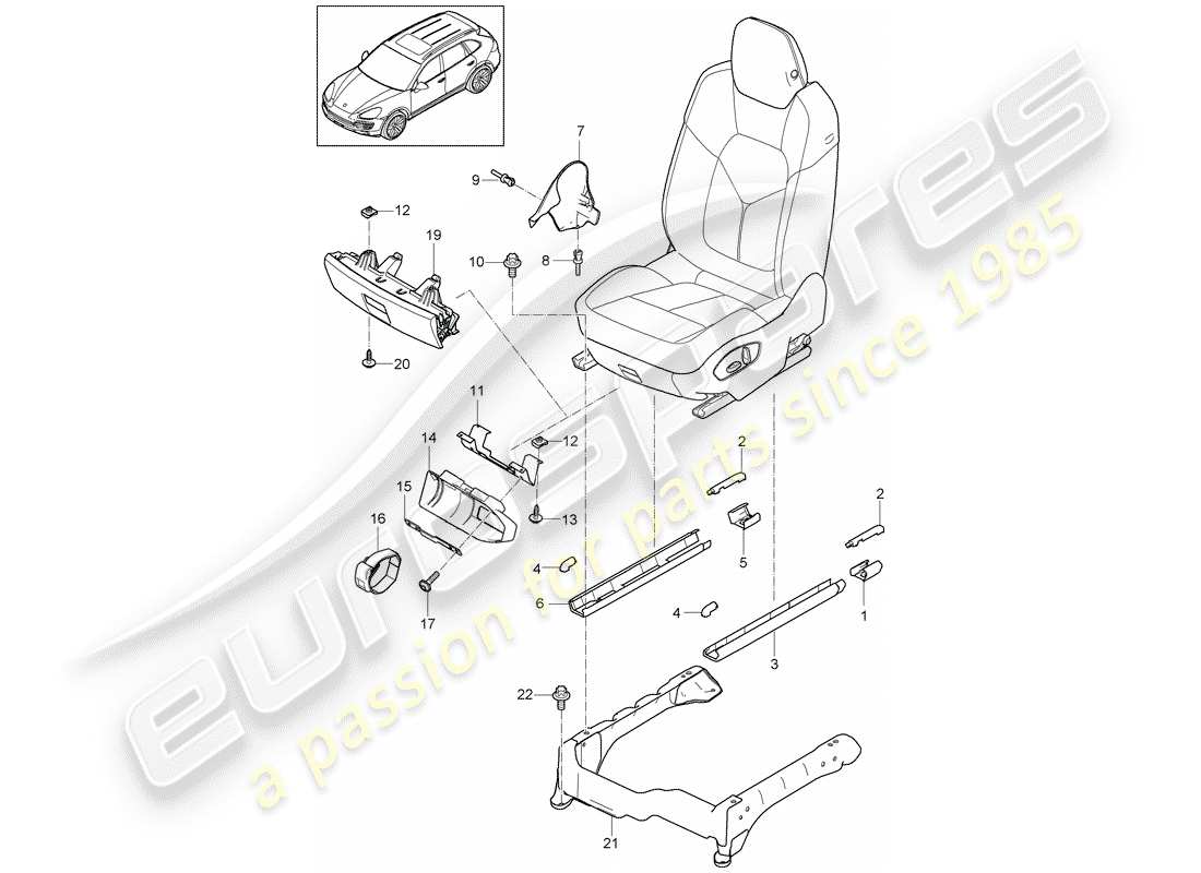 porsche 2017 (cayenne e2 92a) vordersitz teilediagramm