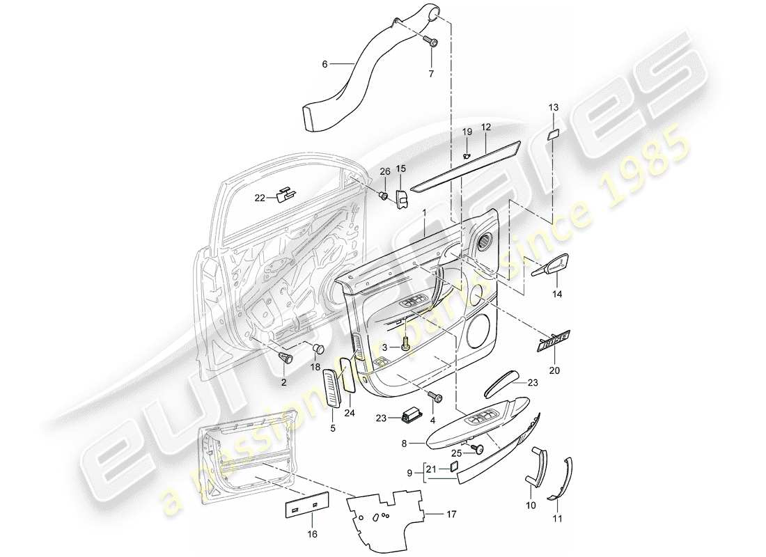 porsche 2008 (cayenne e1 9pa) türplatte teilediagramm