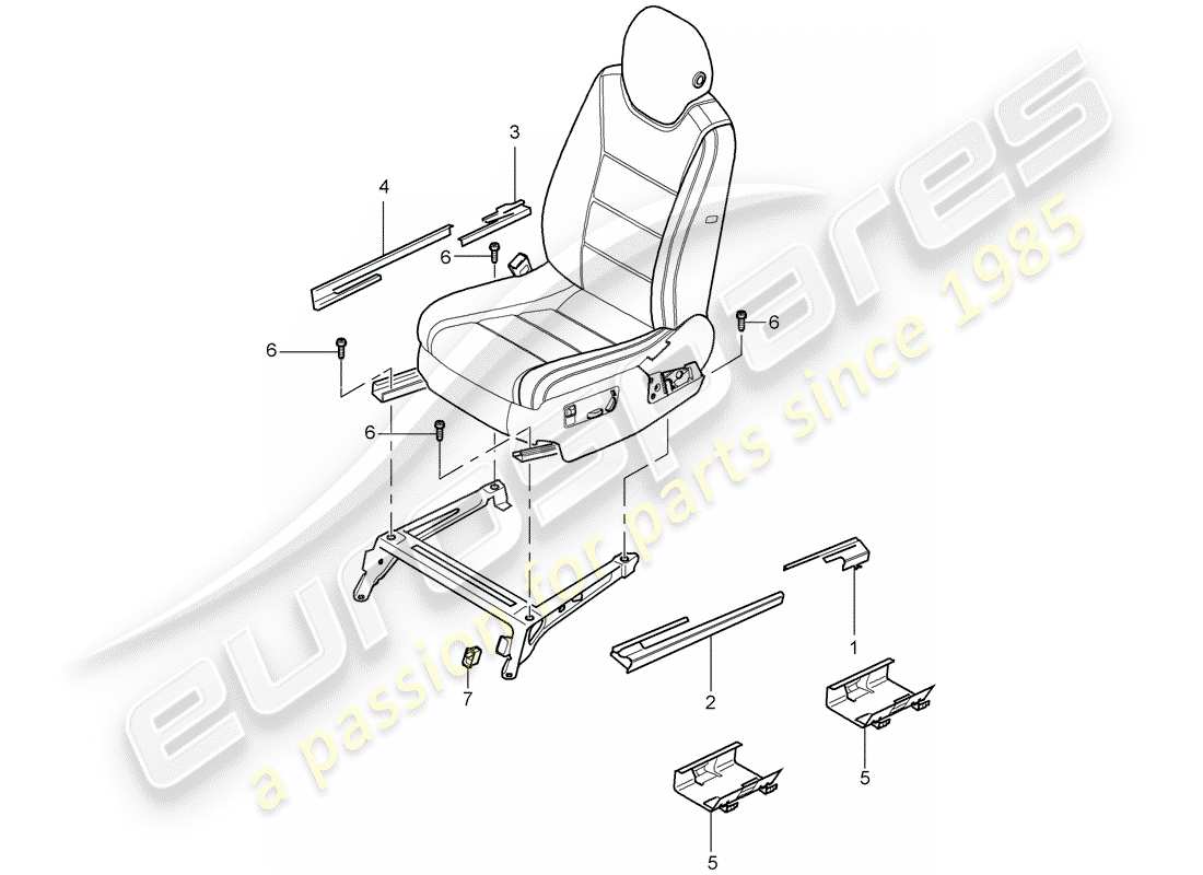 porsche 2008 (cayenne e1 9pa) vordersitz teilediagramm