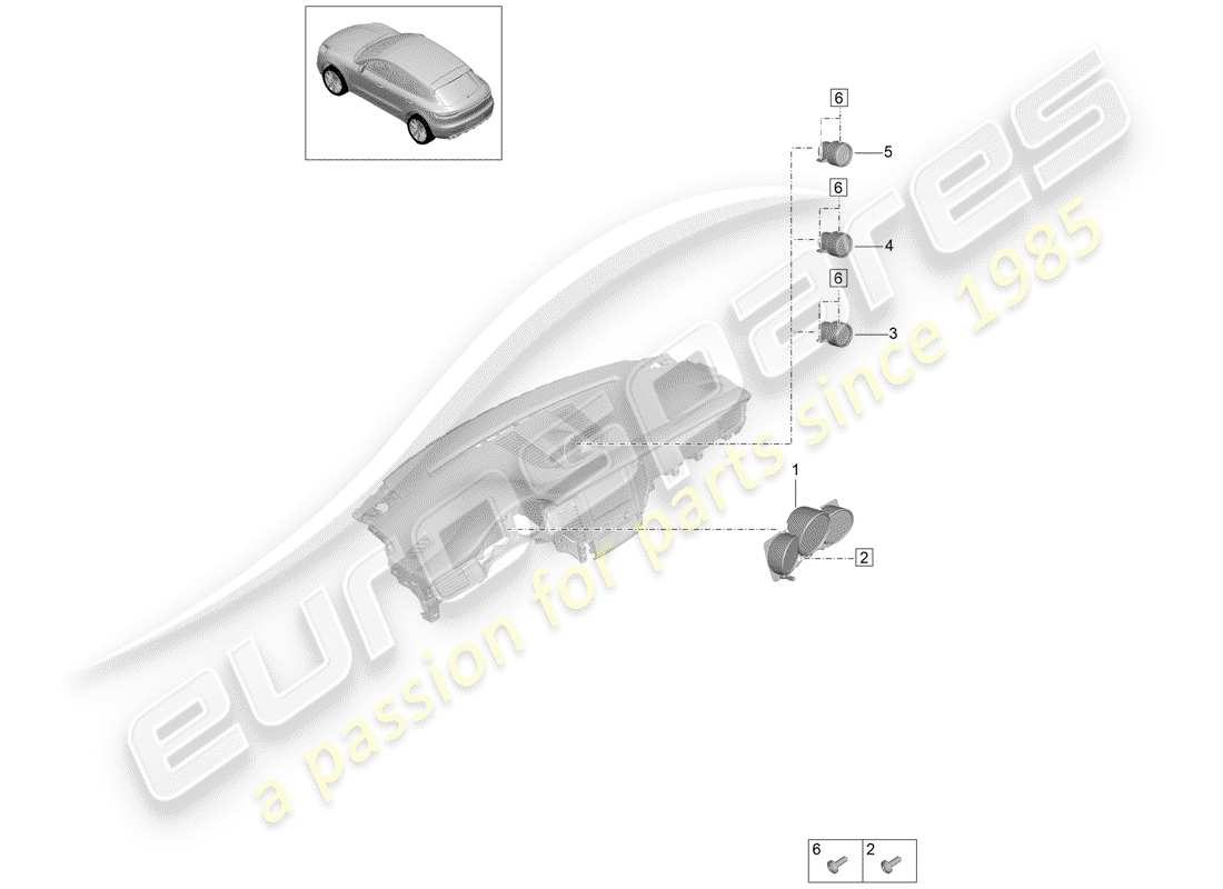 porsche 2020 (macan) instrumentenkombination ersatzteildiagramm