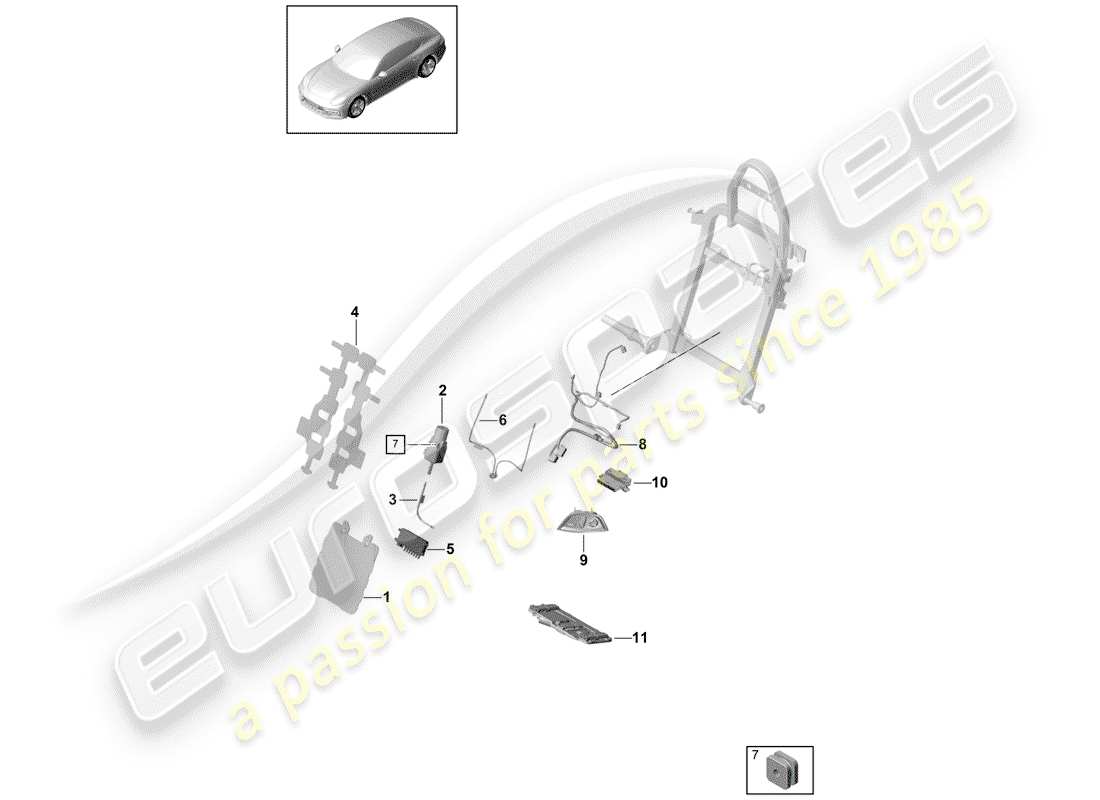 porsche 2017 (panamera 971-1) lumbar-teilediagramm