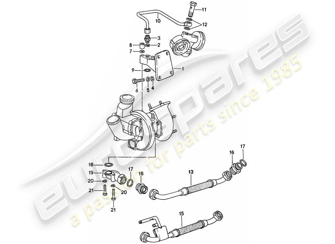 porsche 1978 (924) motorschmierung - abgasturbolader teilediagramm