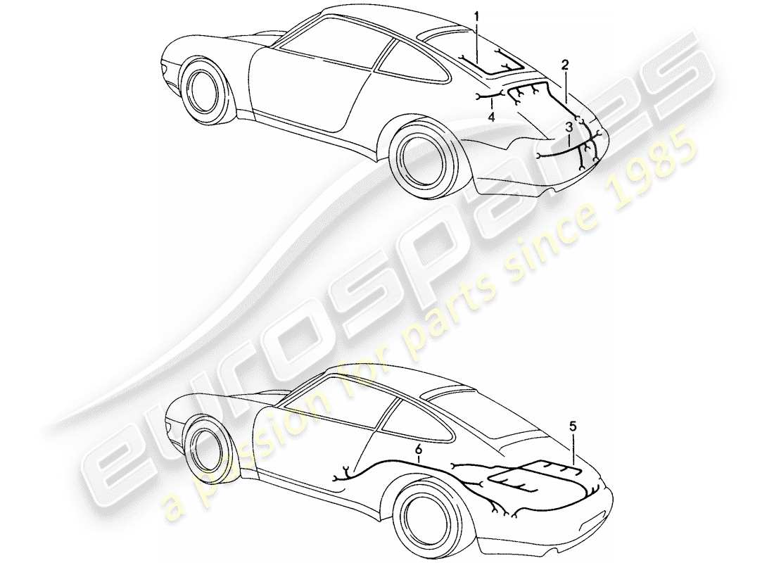 porsche 1998 (993) kabelbäume - heckseite - motor - - dme - ersatzteildiagramm