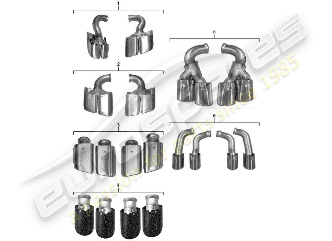 porsche 2020 (tequipment cayenne) tailpipe-ersatzteildiagramm