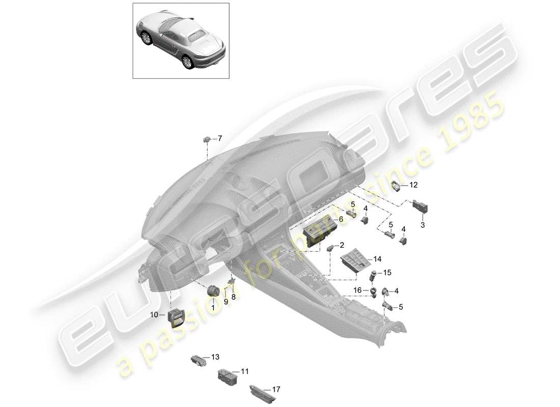 porsche 2019 (718 boxster) switch-ersatzteildiagramm