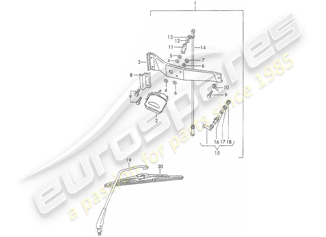 porsche 1973 (911) heckscheibenwischer teilediagramm