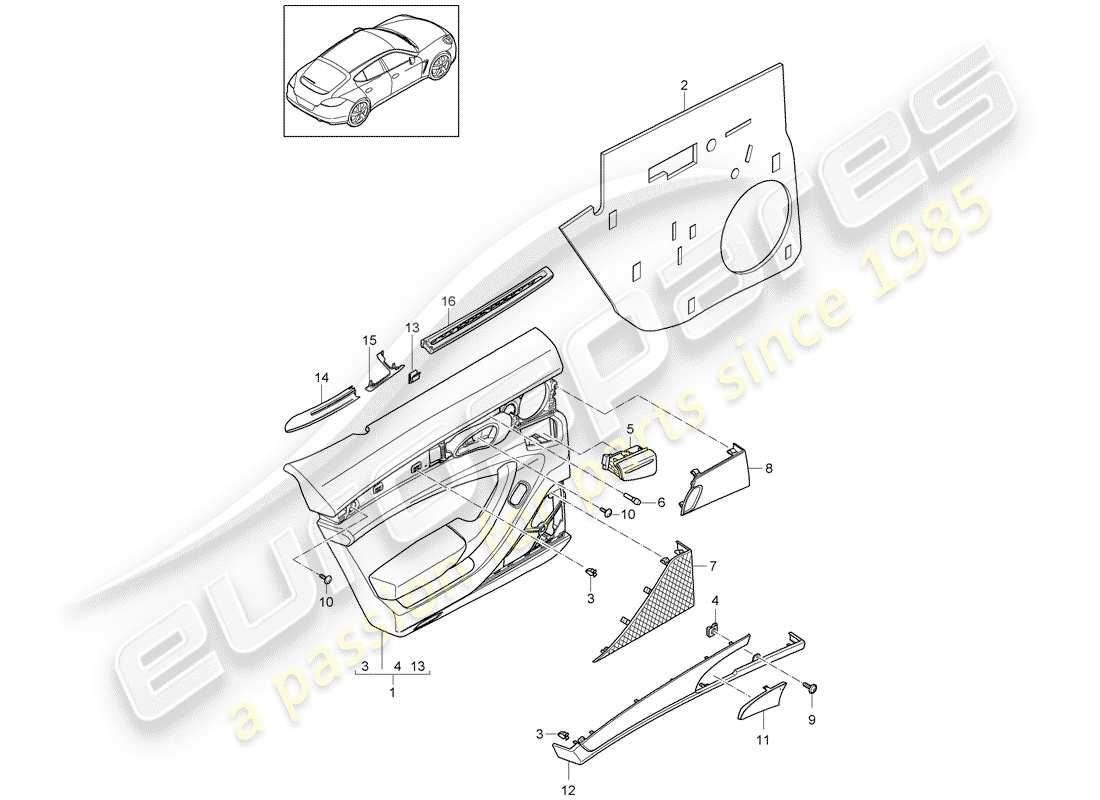 porsche 2013 (panamera 970) türplatte teilediagramm