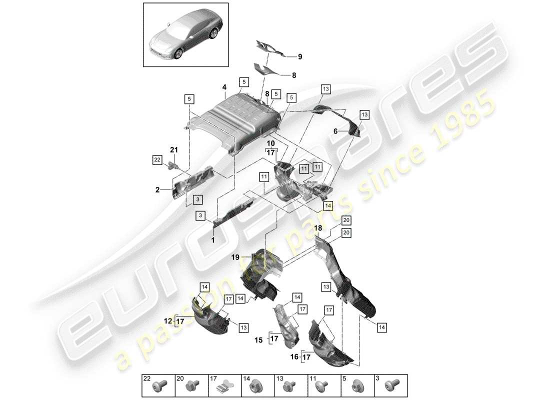 porsche 2019 (panamera 971-1) auspuffanlage teilediagramm