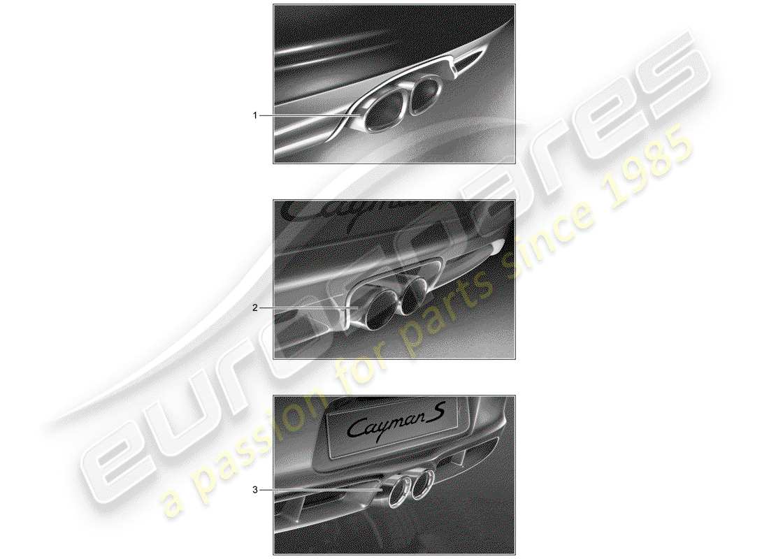 porsche 2005 (tequipment) sport-endrohr ersatzteildiagramm