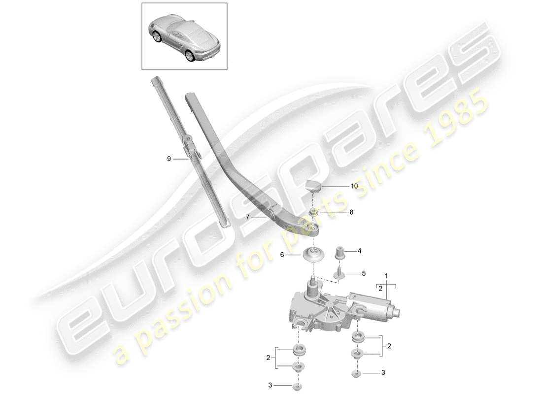 porsche 2017 (718 cayman) heckscheibenwischer teilediagramm