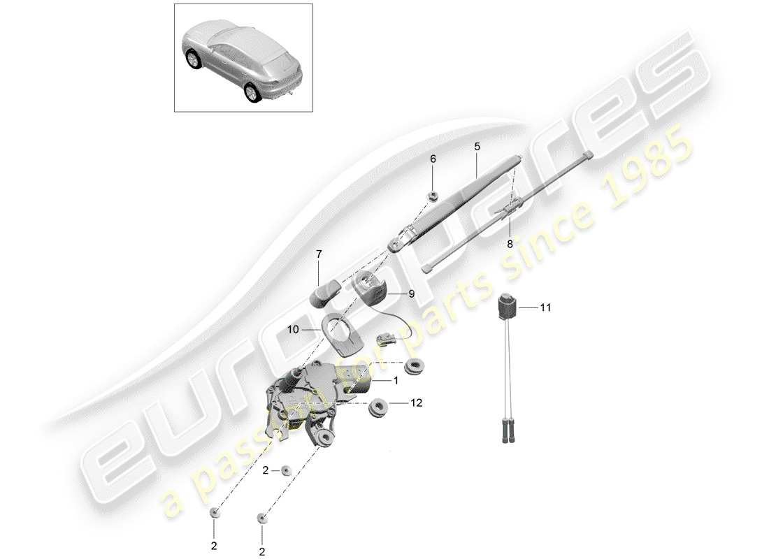 porsche 2017 (macan) heckscheibenwischer teilediagramm
