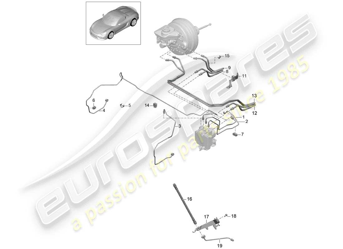 porsche 2016 (981 boxster spyder) bremsleitungen ersatzteildiagramm