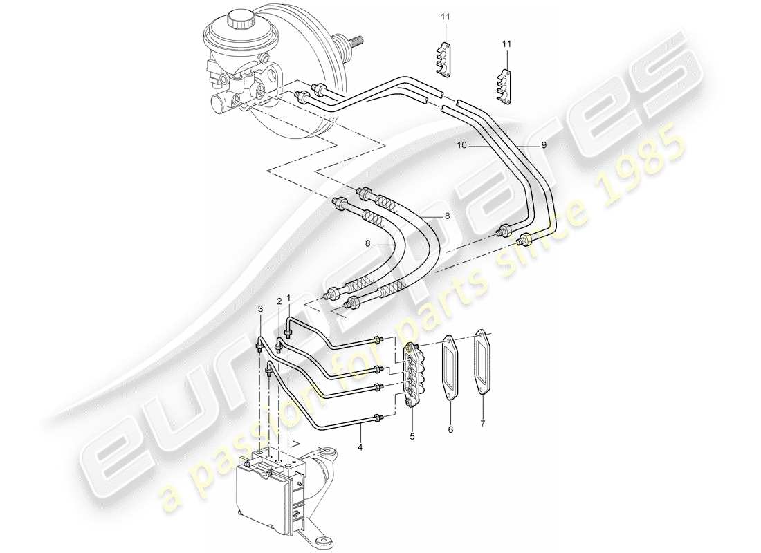 porsche 2007 (987 cayman) bremsleitungen ersatzteildiagramm