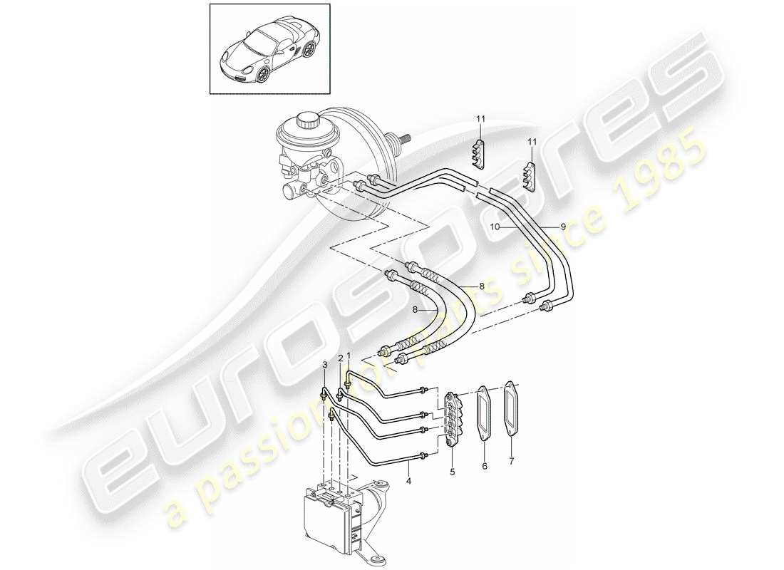 porsche 2011 (987 boxster) bremsleitungen ersatzteildiagramm
