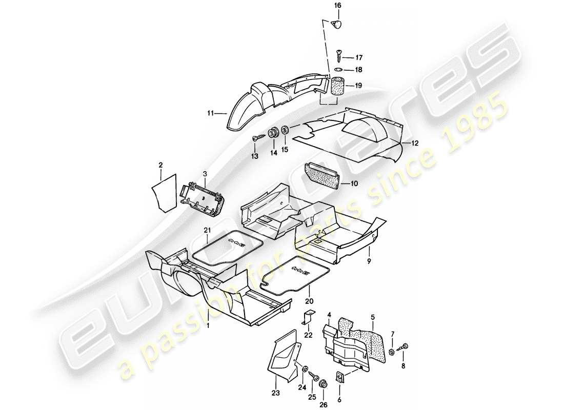 porsche 1982 (944) trims-teilediagramm