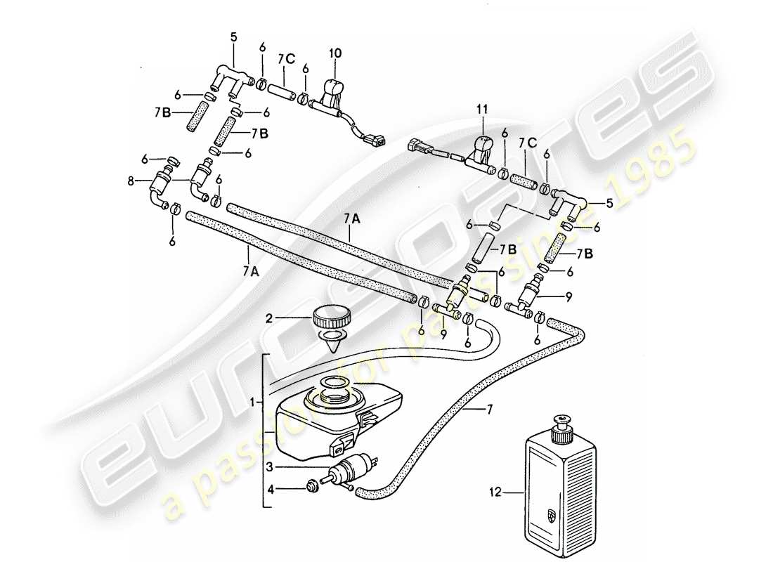 porsche 1987 (911) intensiv- scheibe ersatzteildiagramm