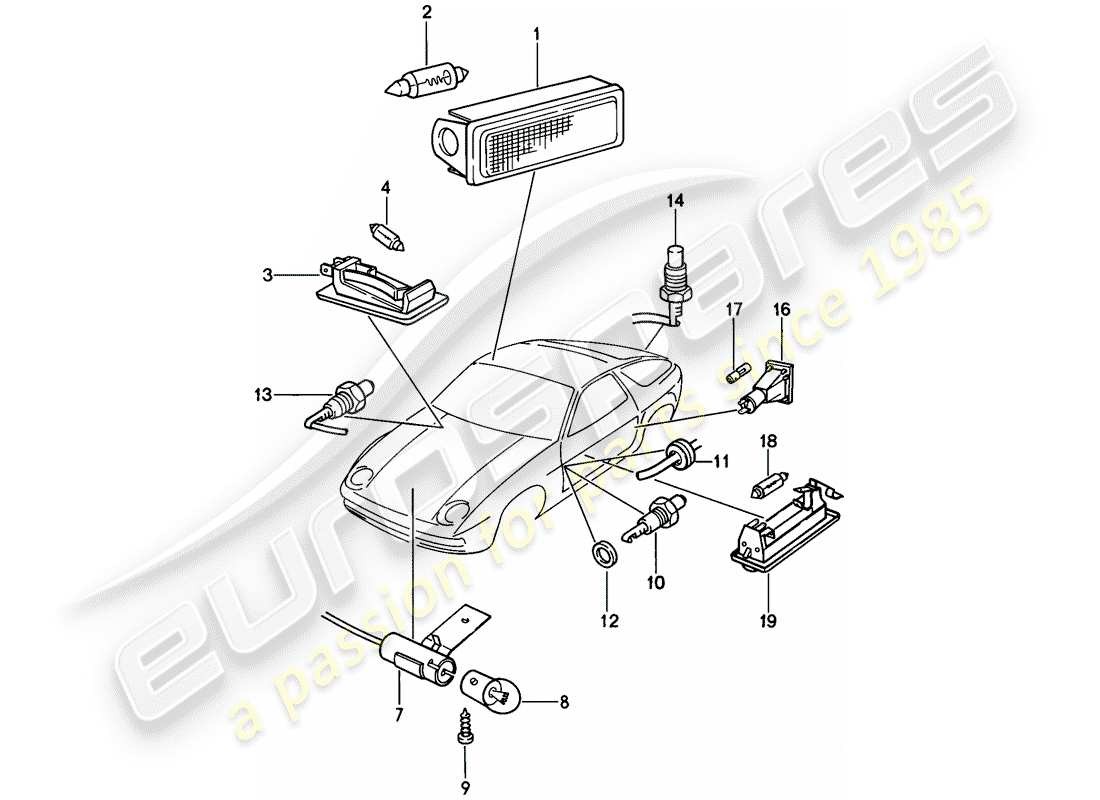 porsche 1978 (928) innenleuchten ersatzteildiagramm