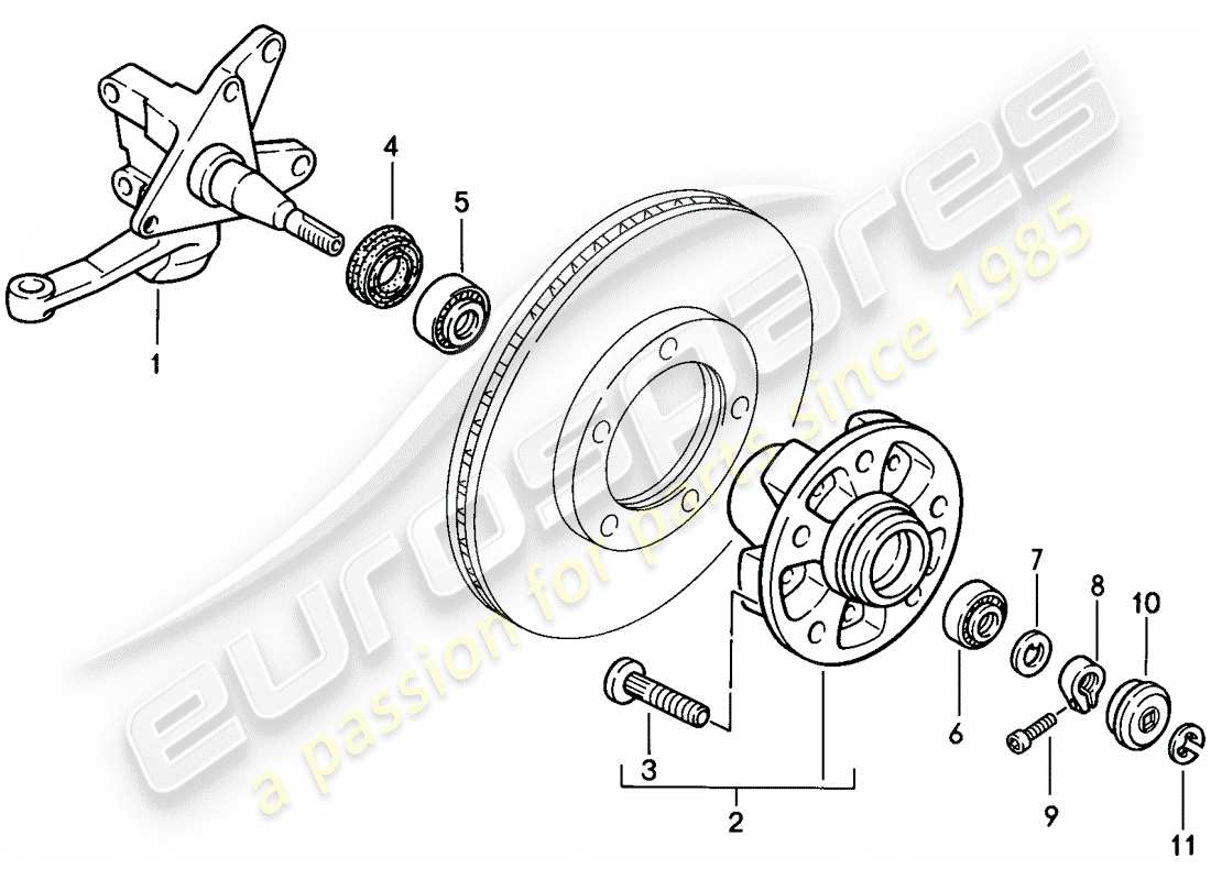 porsche 1983 (944) achsschenkel - schmiermittel ersatzteildiagramm