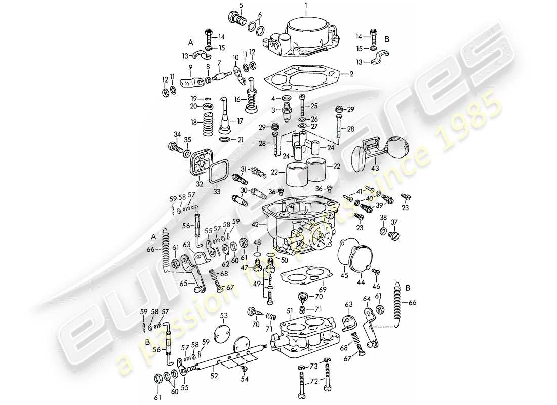 porsche 1961 (356b/356c) einzelteile - für - vergaser - pallas - zenith 32 ndix ersatzteildiagramm