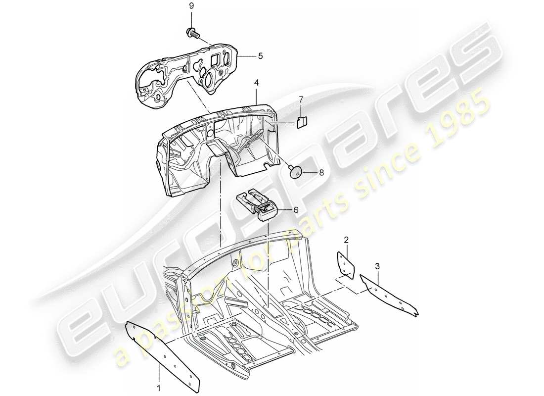 porsche 2008 (cayenne e1 9pa) schallabsorber ersatzteildiagramm