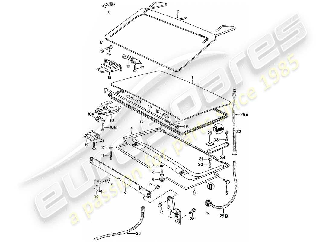 porsche 1983 (924) dach - d >> - mj 1983 ersatzteildiagramm