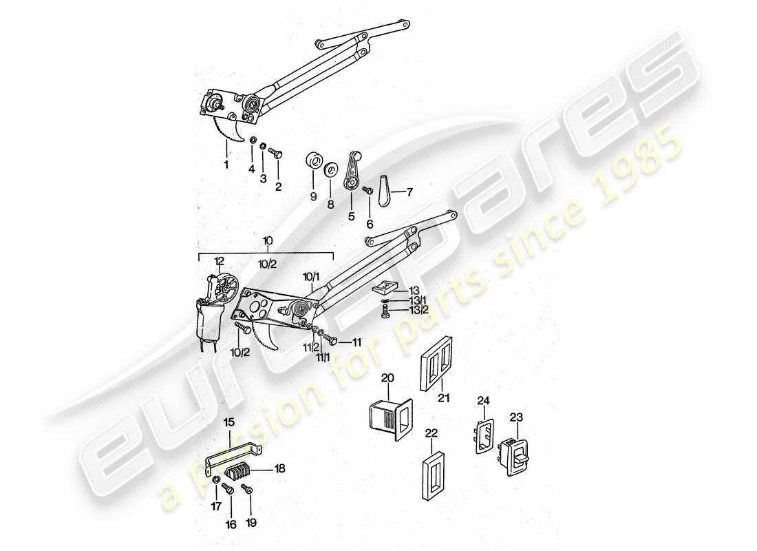 porsche 1976 (911 turbo) fensterheber teilediagramm