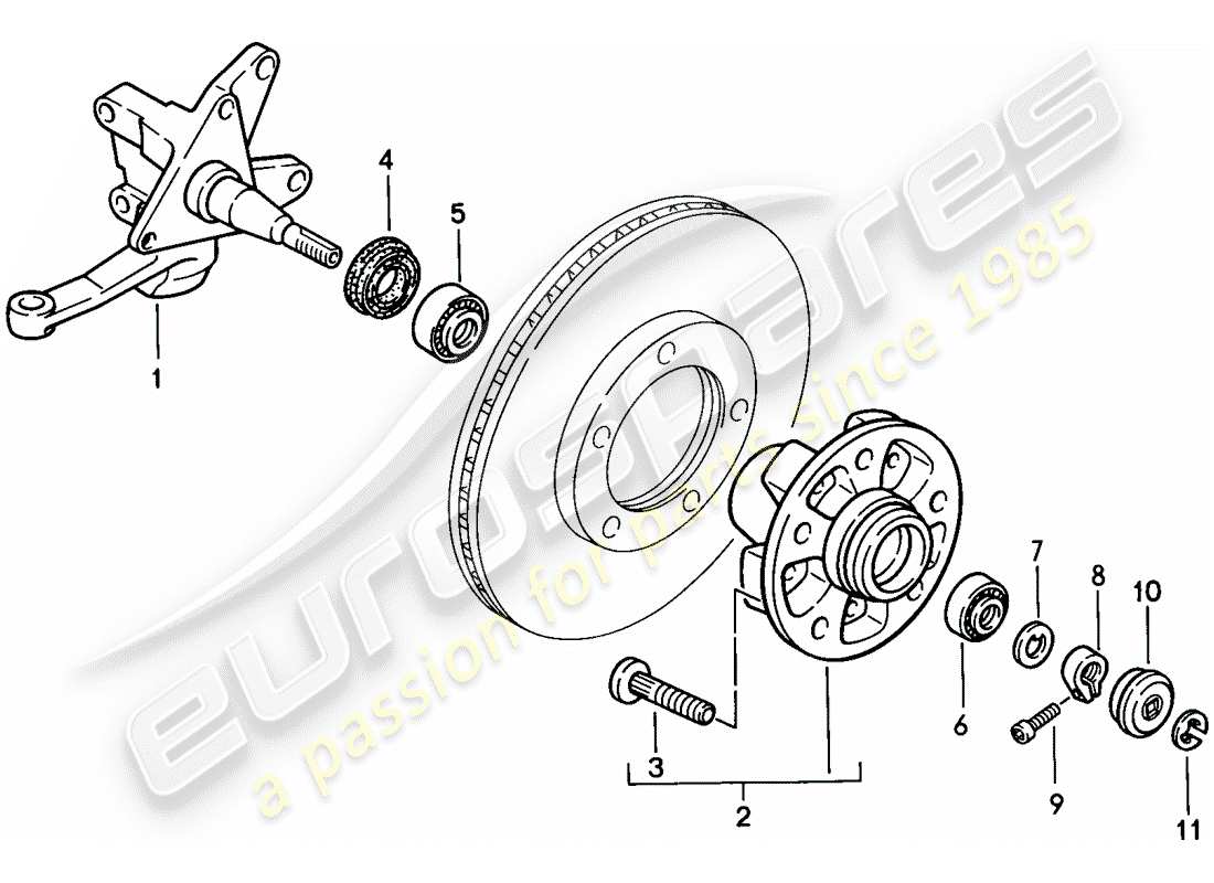 porsche 1988 (924s) achsschenkel - schmiermittel ersatzteildiagramm