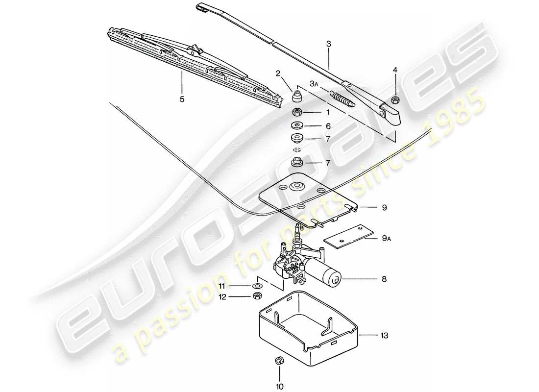 porsche 1978 (924) heckscheibenwischer teilediagramm