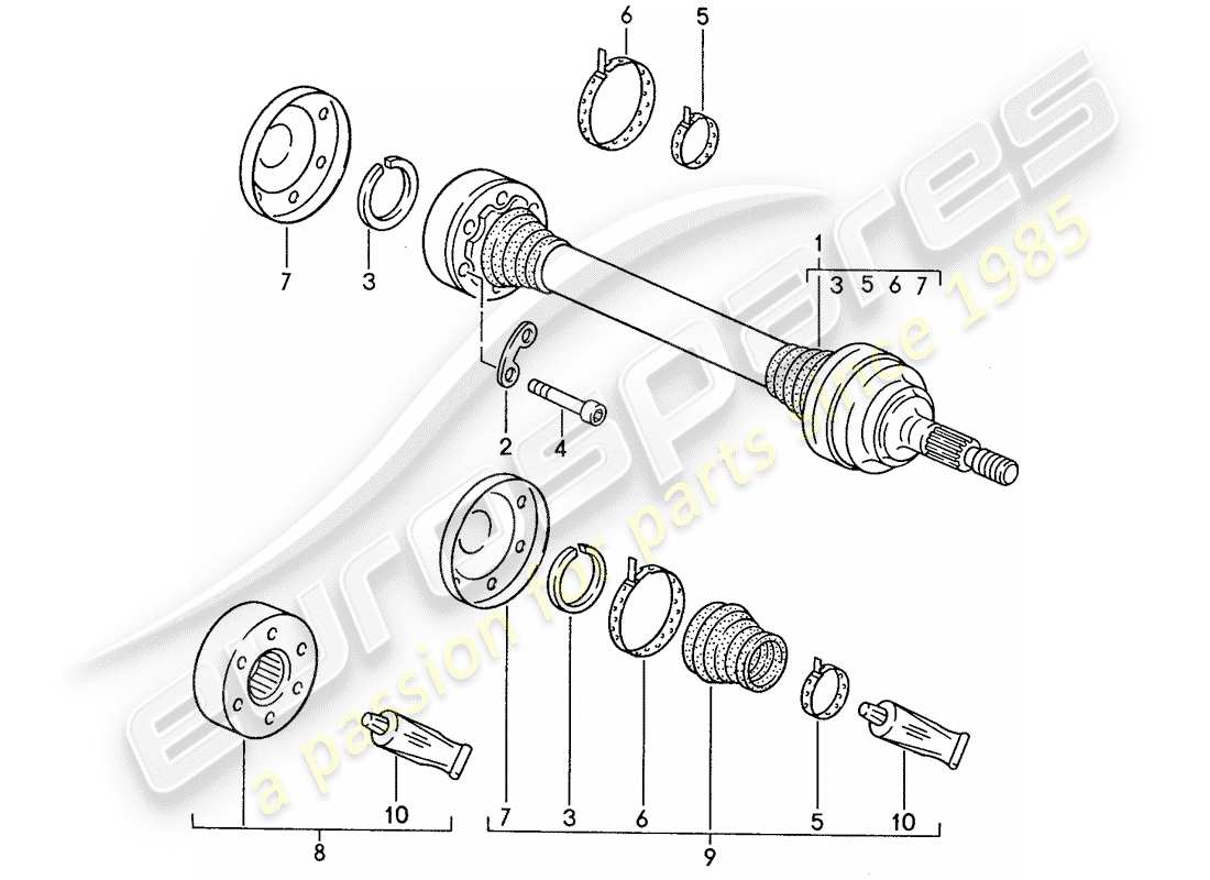 porsche 1987 (928) antriebswelle teilediagramm