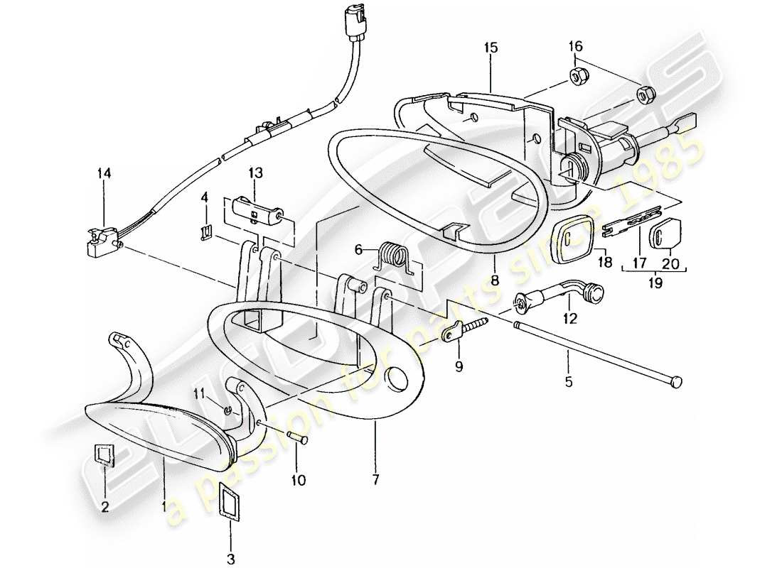 porsche 2005 (996 gt3) türgriff ersatzteildiagramm