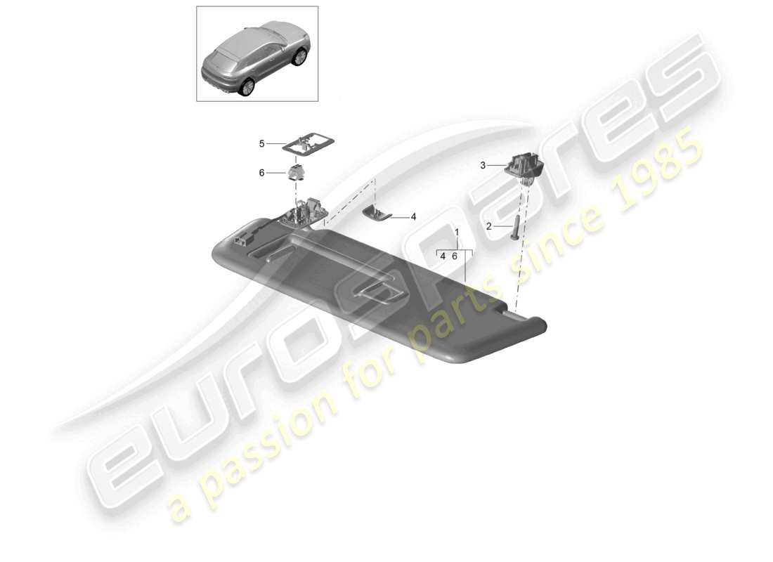 porsche 2020 (macan) sonnenblenden teilediagramm