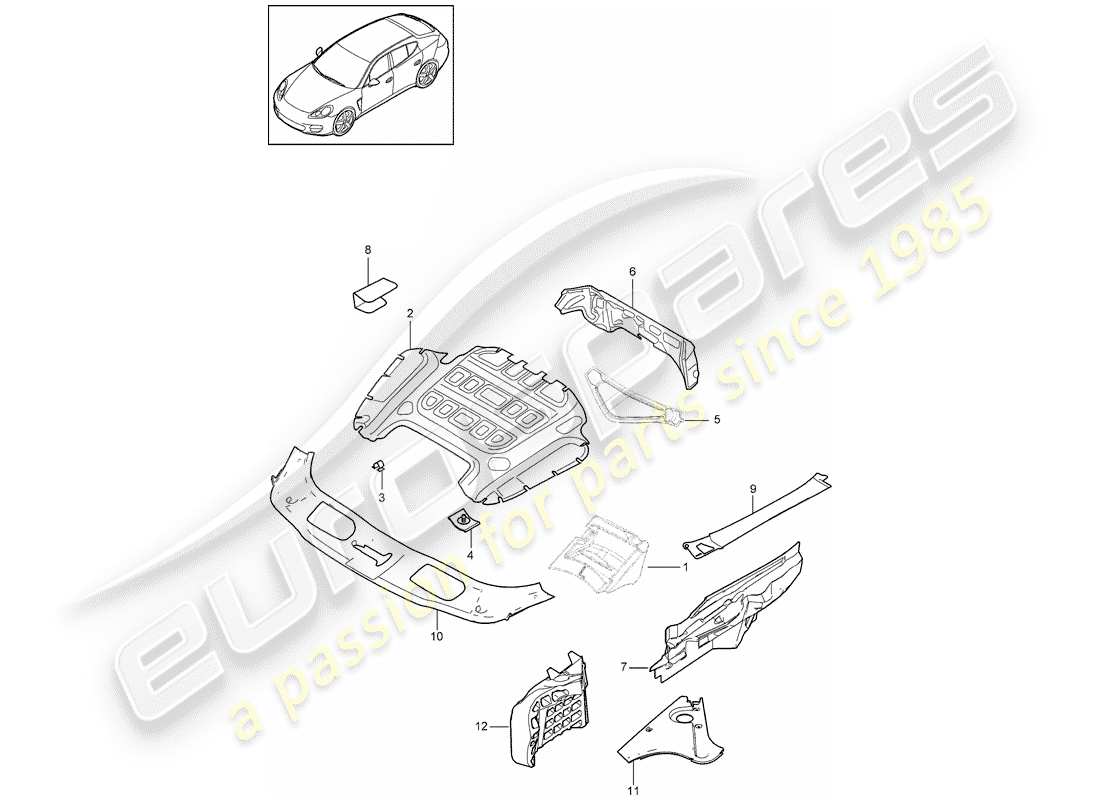porsche 2010 (panamera 970) schallabsorber ersatzteildiagramm