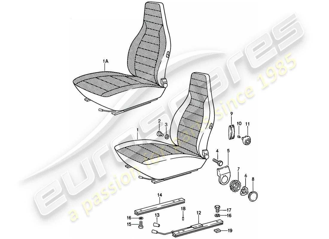 porsche 1979 (928) vordersitz - komplett ersatzteildiagramm