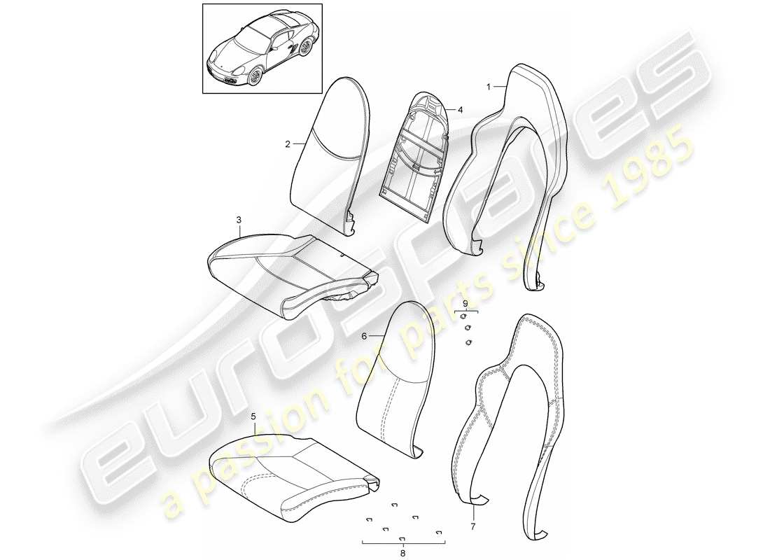 porsche 2009 (987 cayman) schaumteil teilediagramm