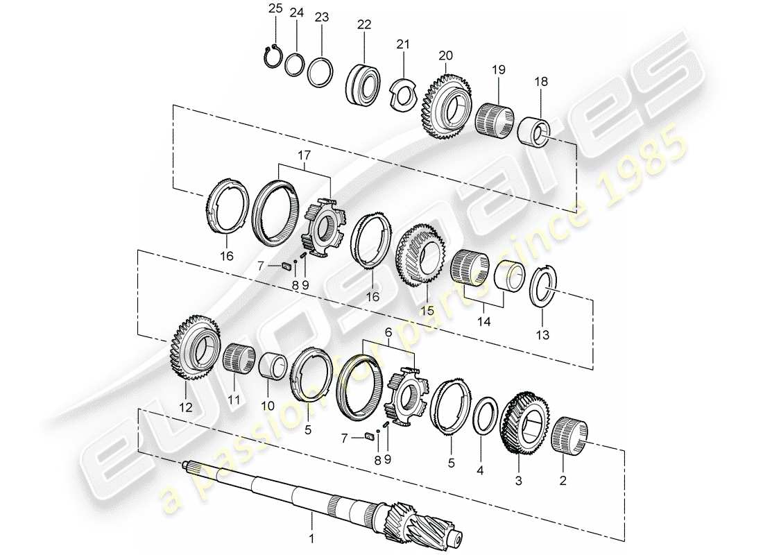 porsche 2004 (996) zahnräder und wellen ersatzteildiagramm