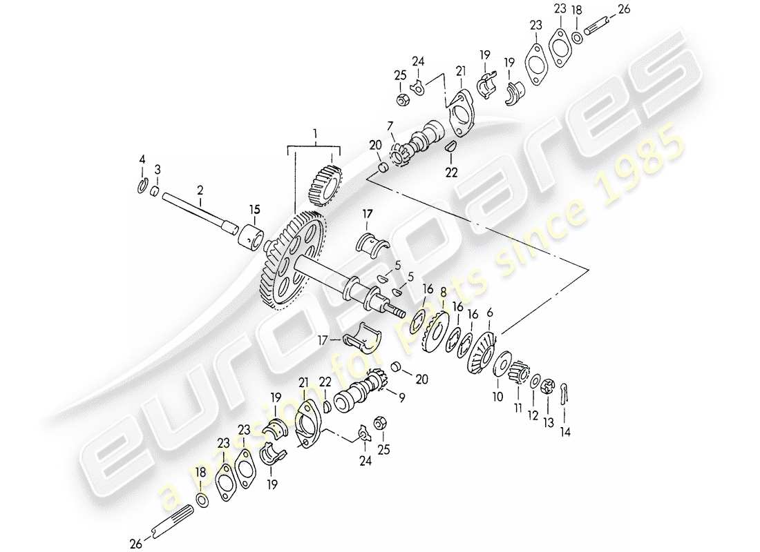 porsche 1965 (356b/356c) antriebsmechanismus - für - ventilsteuerung ersatzteildiagramm