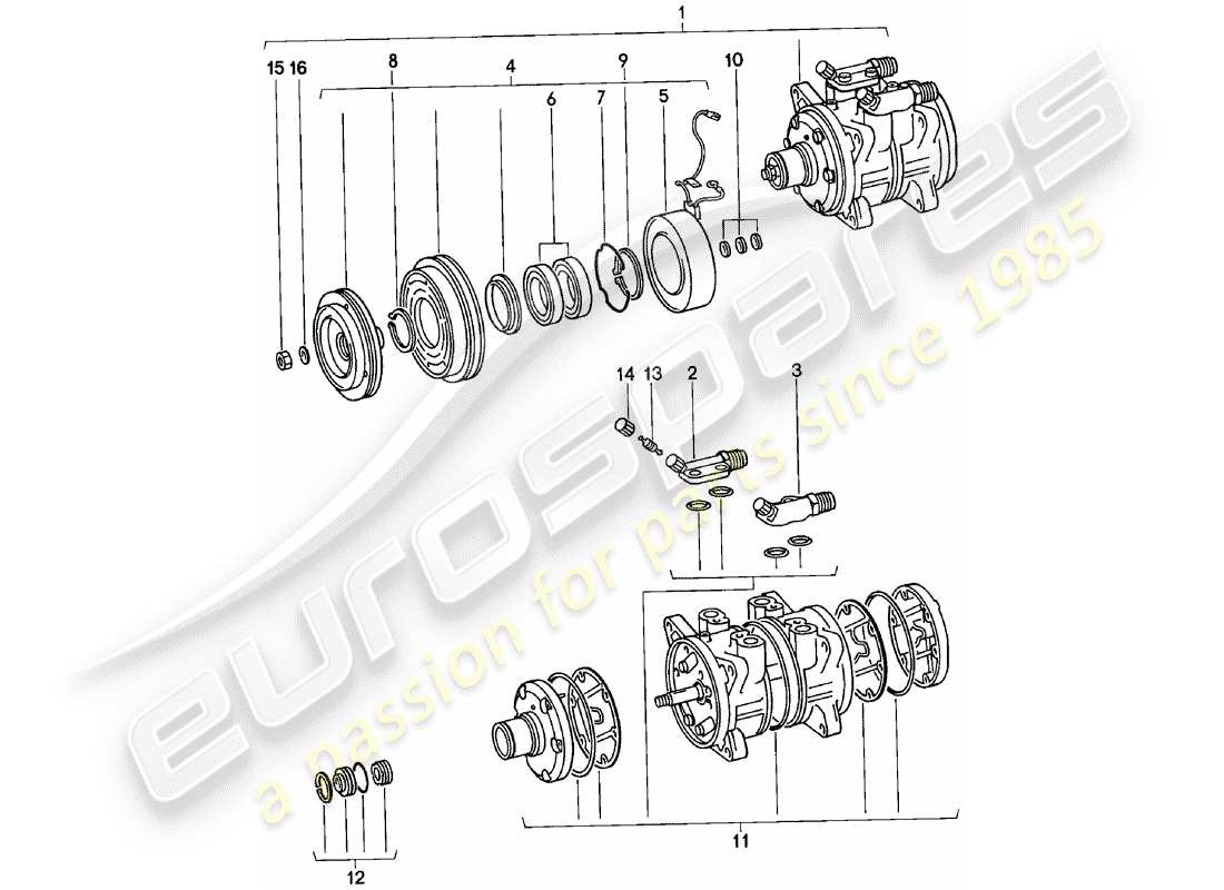 porsche 1983 (924) kompressor teilediagramm
