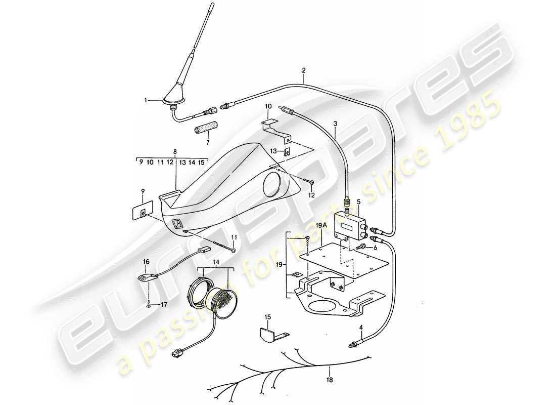 porsche 1993 (928) telefonvorbereitung teilediagramm