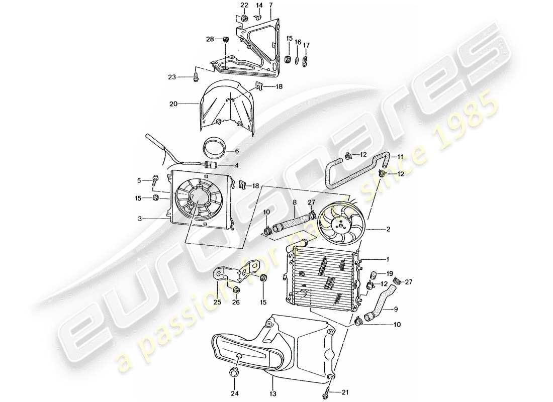 porsche 2001 (996 gt3) wasserkühlung 3 ersatzteildiagramm