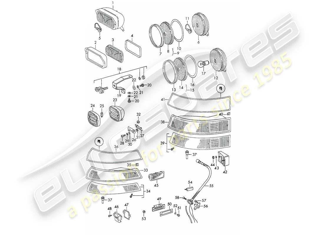 porsche 1965 (911/912) beleuchtung teilediagramm
