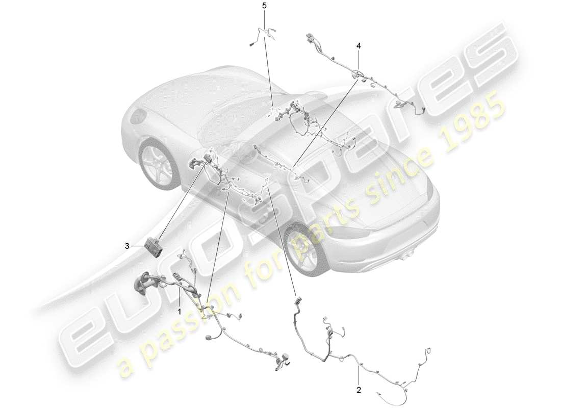 porsche 2020 (718 cayman) kabelbäume ersatzteildiagramm