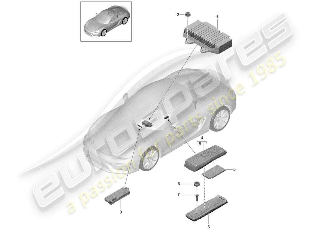 porsche 2016 (981 boxster spyder) verstärker teilediagramm