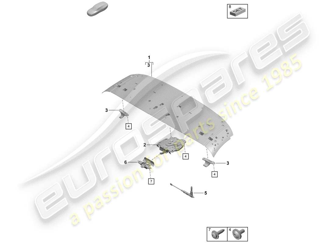 porsche 2020 (718 boxster spyder) top frame ersatzteildiagramm