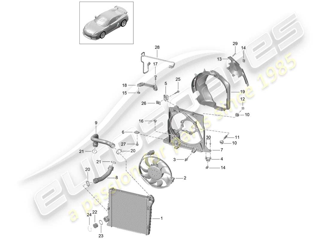 porsche 2016 (981 cayman gt4) wasserkühlung 2 ersatzteildiagramm