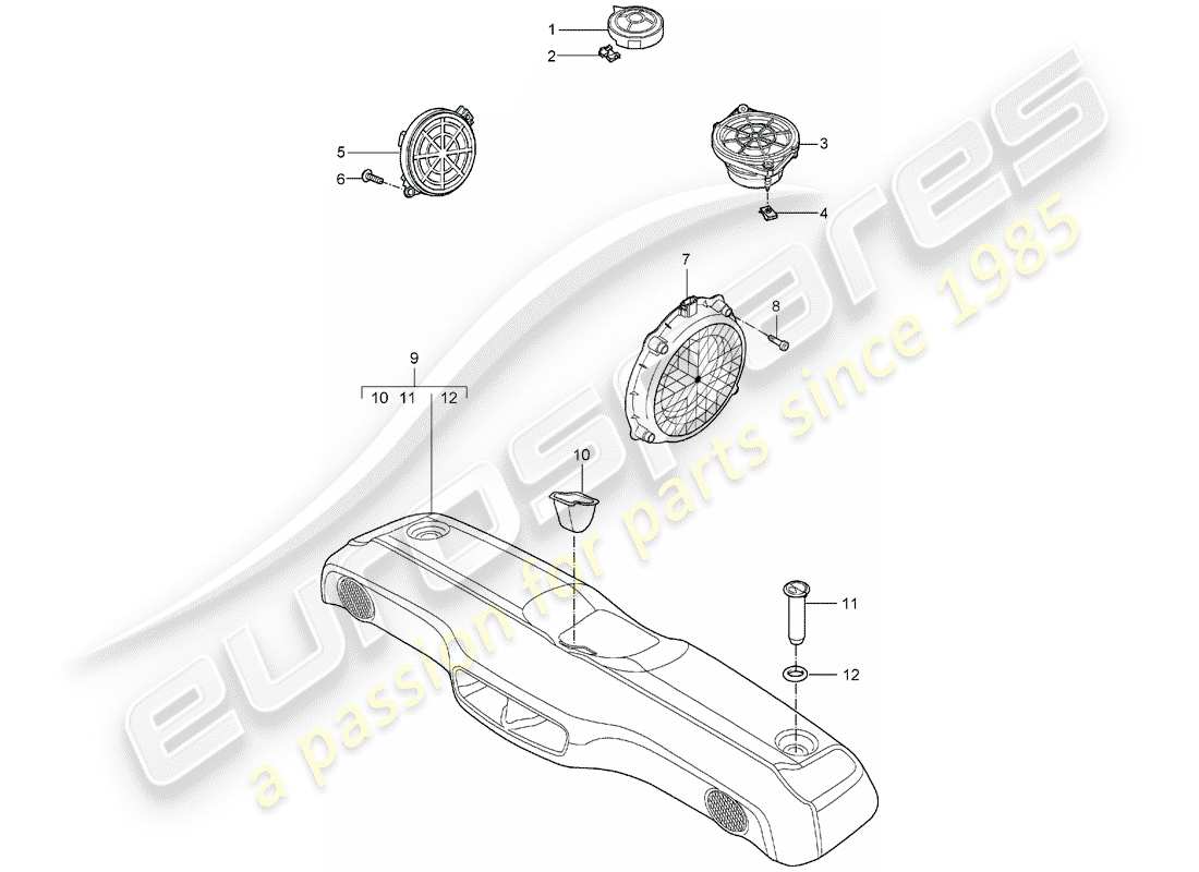 porsche 2005 (987 boxster) lautsprecher-teilediagramm