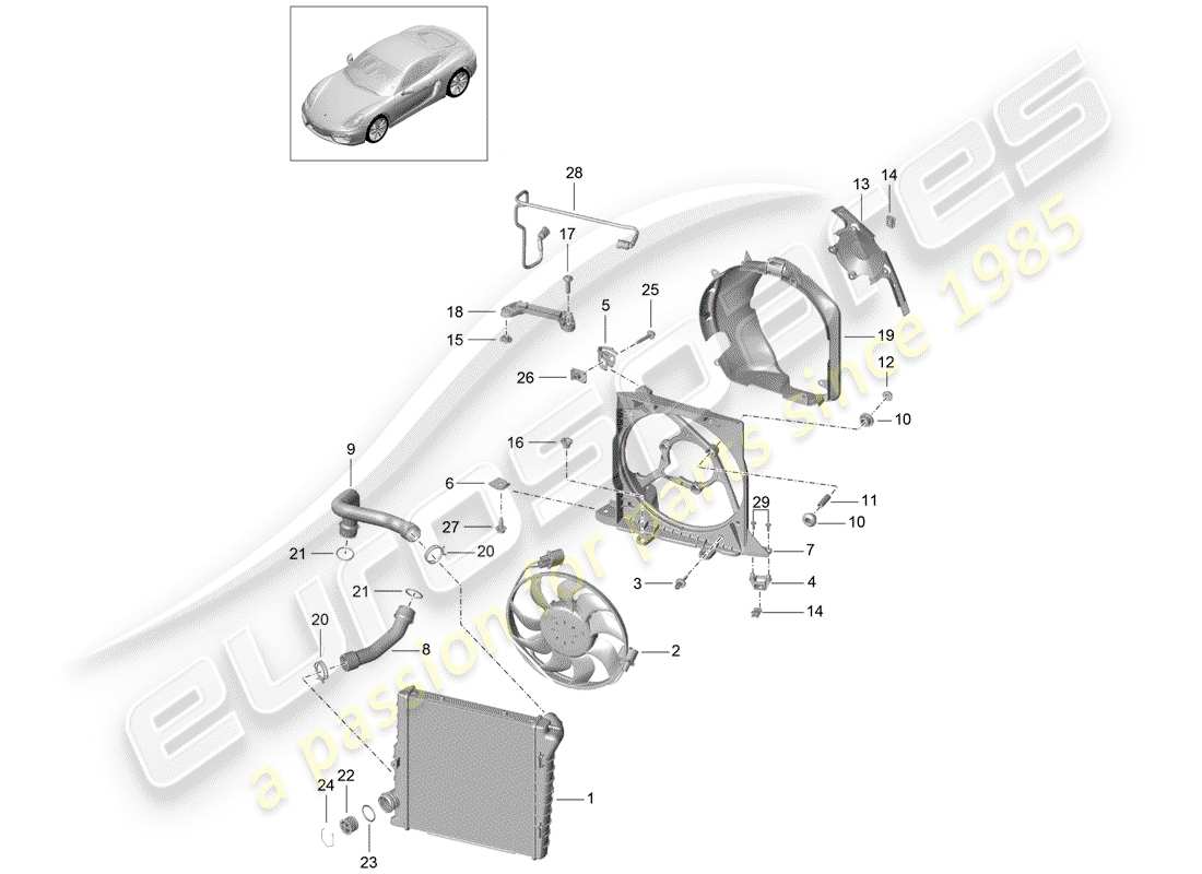 porsche 2014 (981 cayman) wasserkühlung 2 ersatzteildiagramm