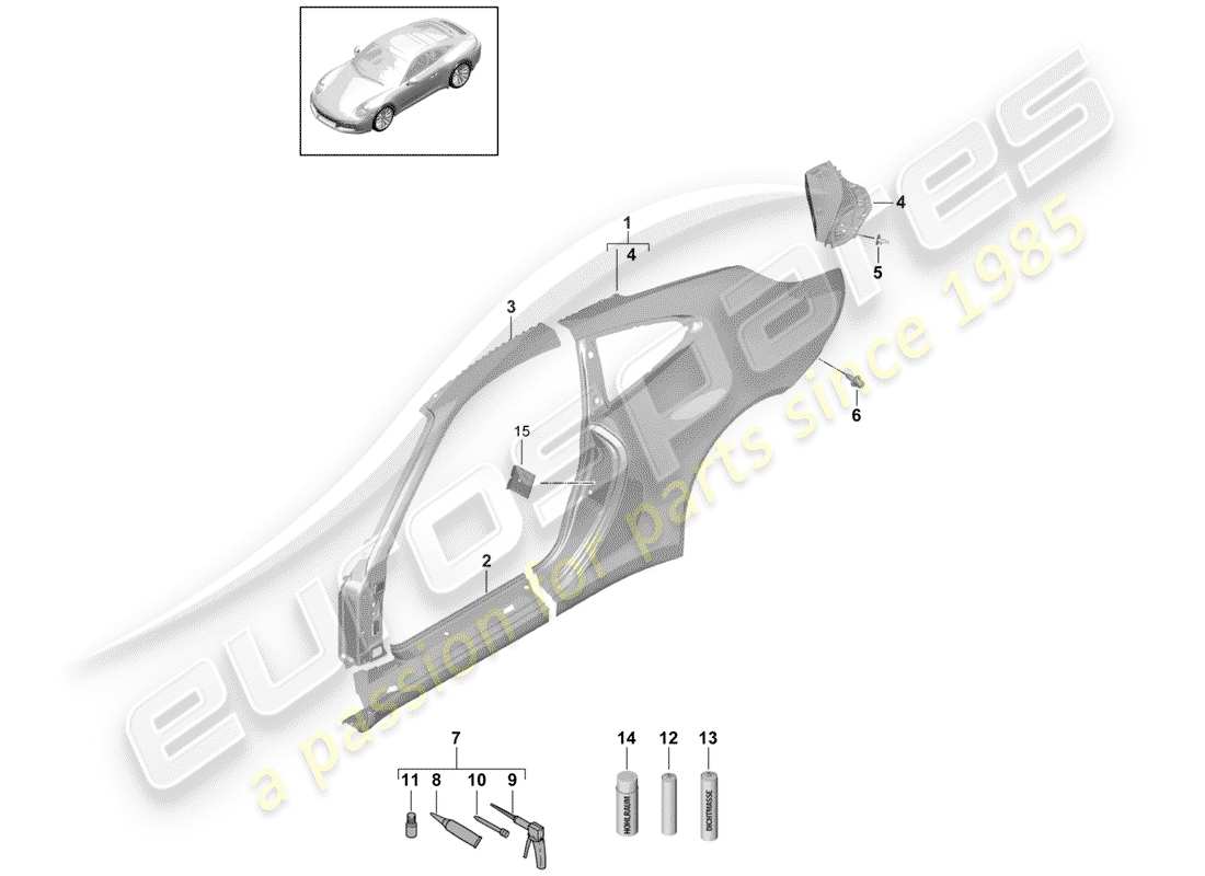 porsche 2018 (991-2) seitenverkleidung teilediagramm