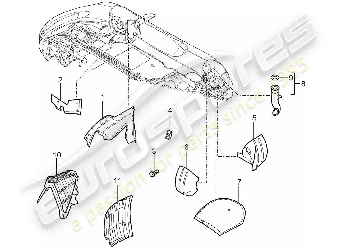 porsche 2006 (carrera gt) radhausschutz teilediagramm