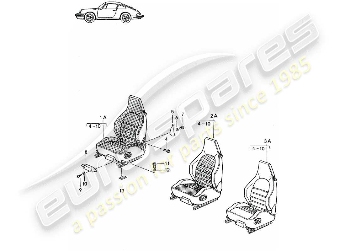 porsche 1987 (seats for 944/968/911/928) sportsitz - komplett - d - mj 1987>> - mj 1989 ersatzteildiagramm