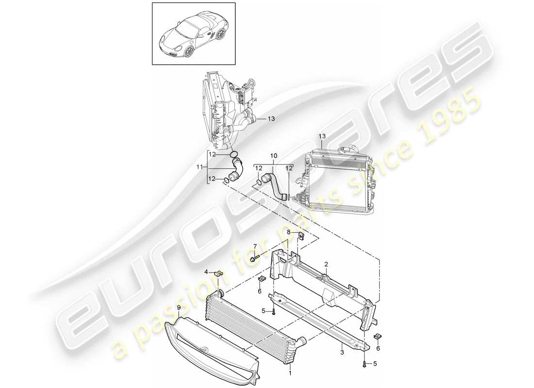 porsche 2009 (987 boxster) kühler-teilediagramm